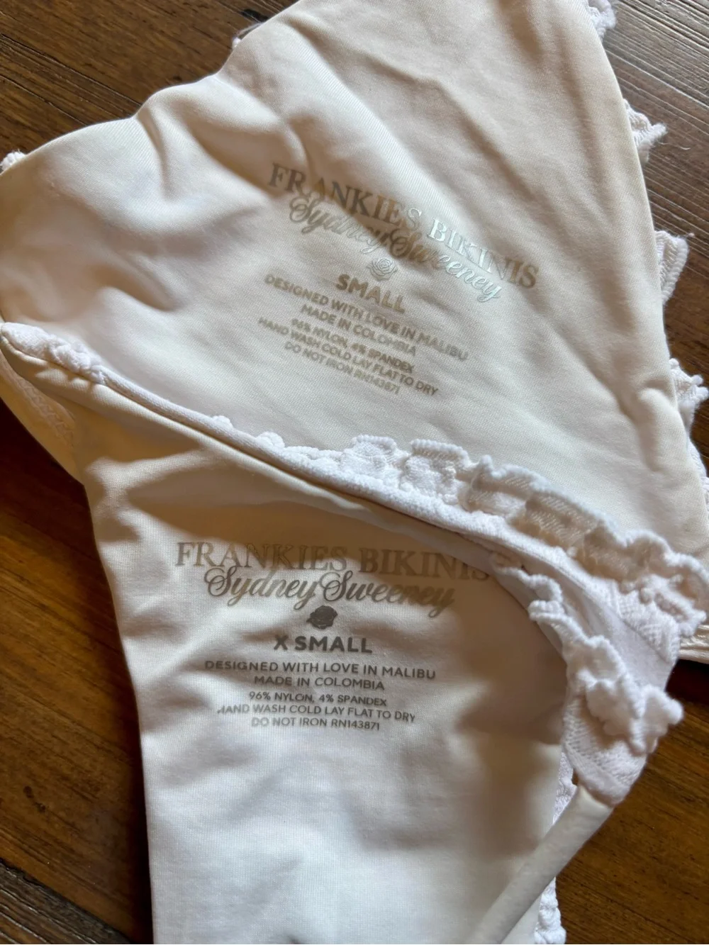 Rare!  Frankie’s bikinis x Sydney Sweeney white ruffle bikini set